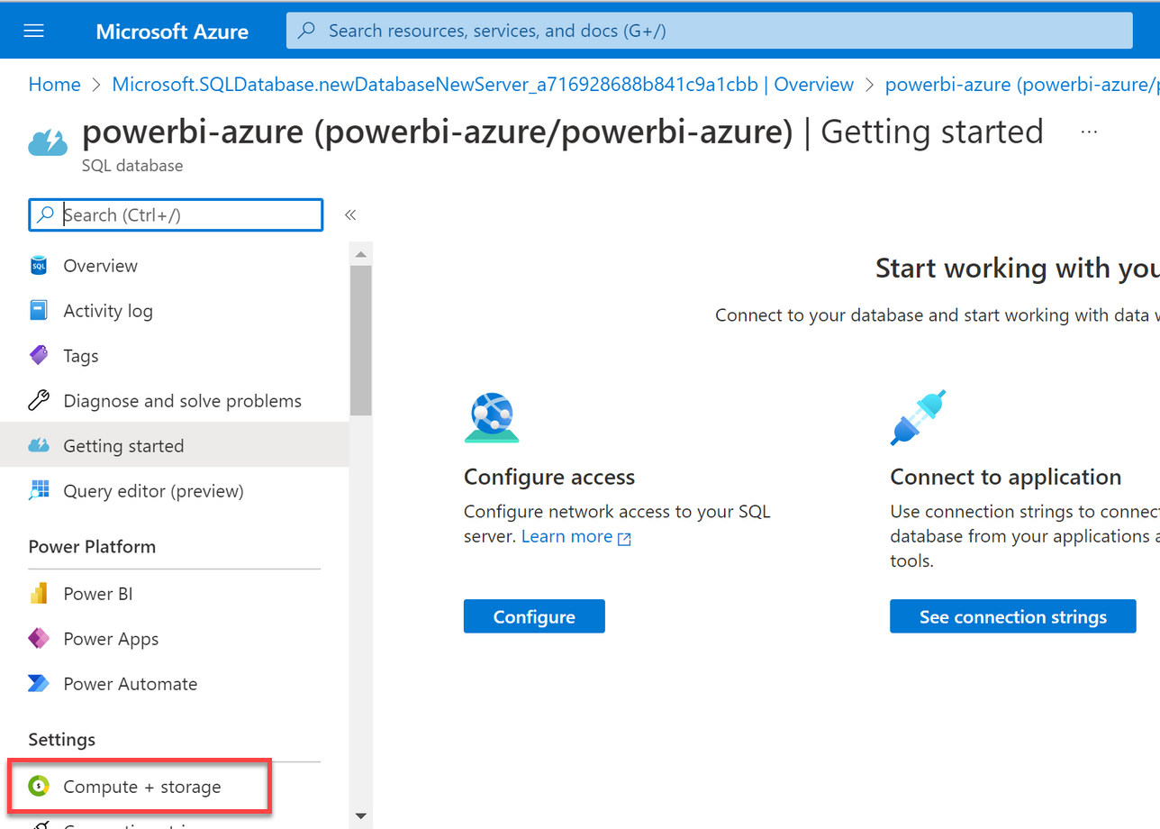 Accessing the SQL database settings