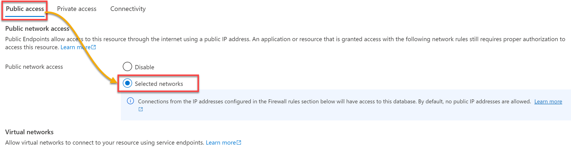 Adding a network to access the SQL database