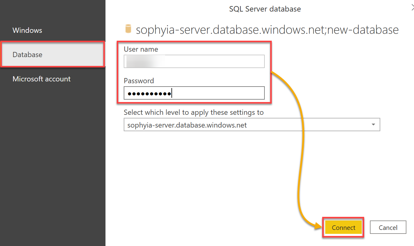 Connecting to SQL database