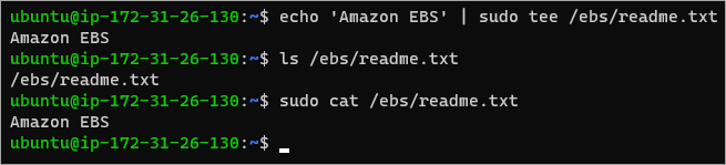 Create a file in the Amazon EBS volume