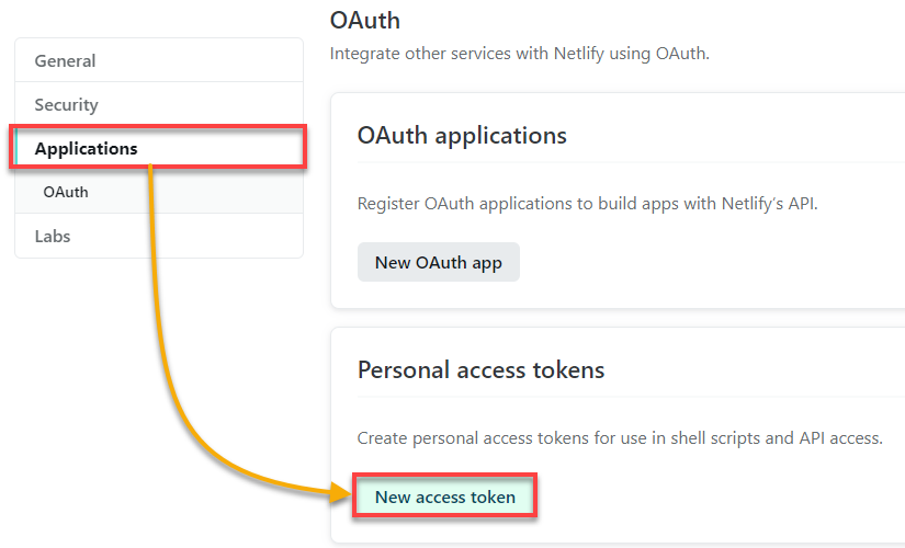 Initiating creating a new access token