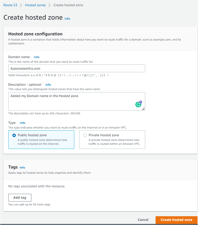 Configure the hosted zone