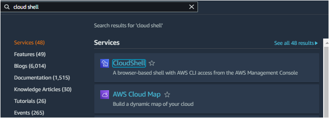 Launch AWS CloudShell