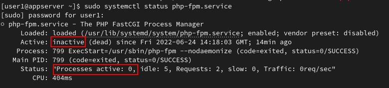 Confirming the status of PHP-FPM