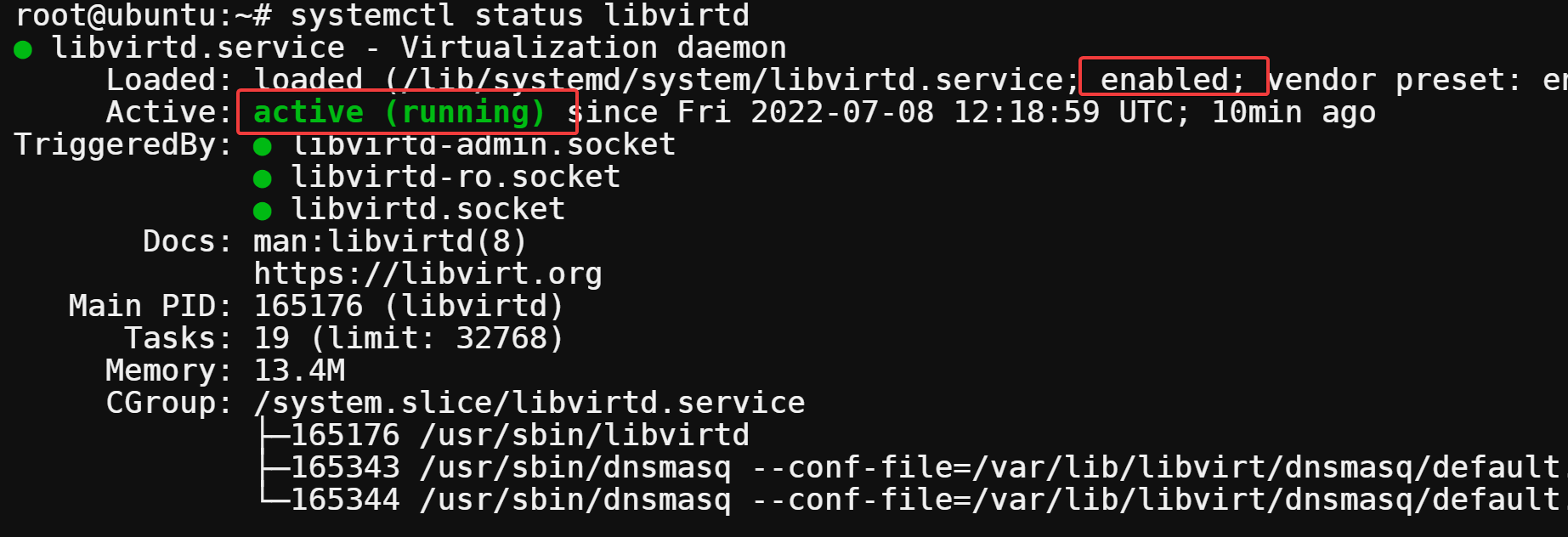 Checking the libvirtd service is running