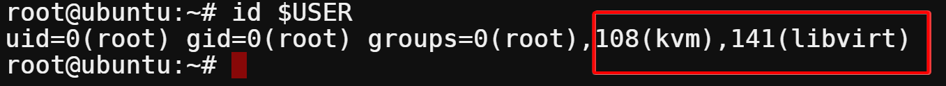 Verifying the user account is added to the libvirt and kvm groups
