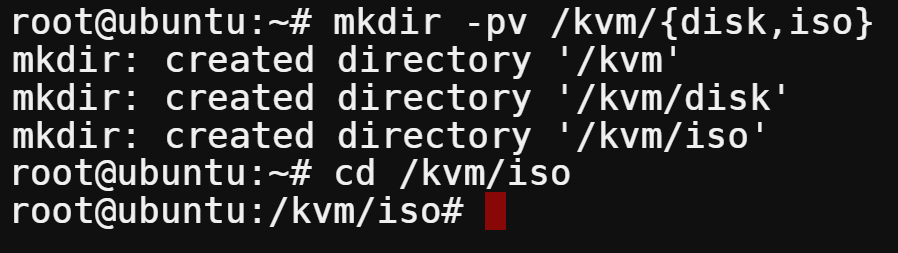 Creating two directories for ISO and VM disk images