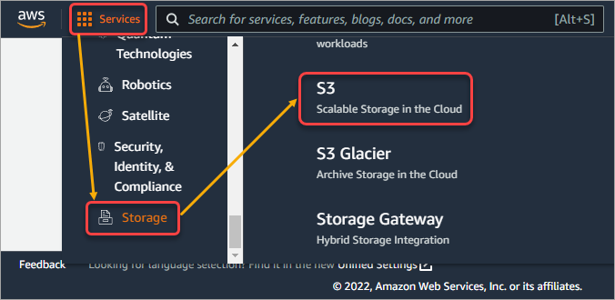 Opening the Amazon S3 console