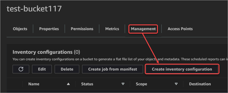 Create inventory configuration