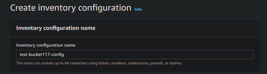 Inventory configuration name