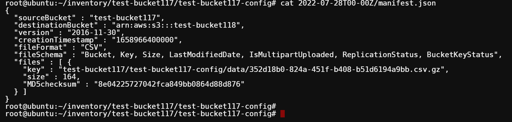 Viewing the contents of the manifest.json file