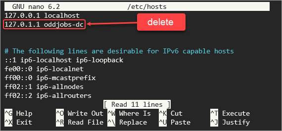 Delete unnecessary hosts entry
