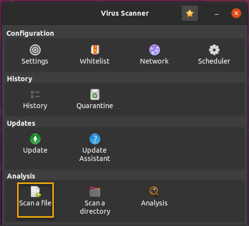Selecting a virus scan type