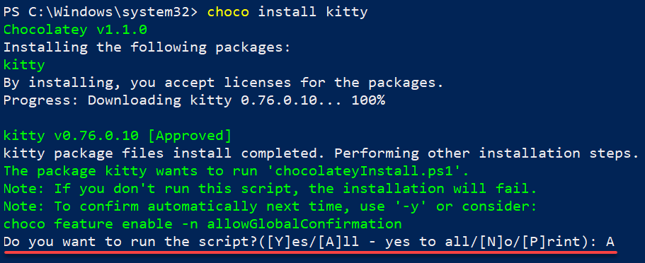 Installing the KiTTY SSH via Chocolatey