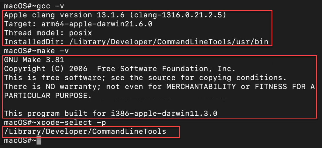 Verifying the Xcode Command Line Tools are installed