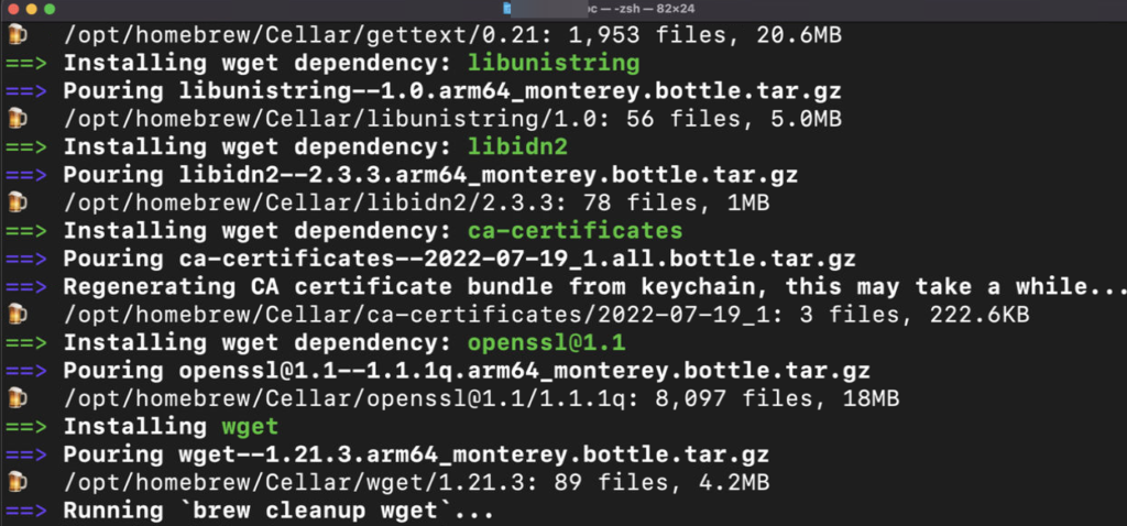 homebrew install wget