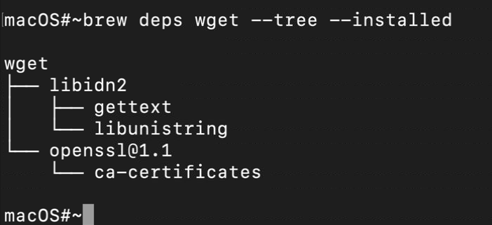 Checking all dependencies of the wget package