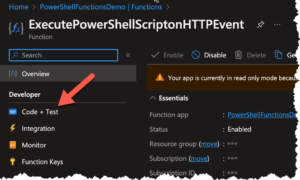 How to Execute PowerShell Azure Functions with HTTP Triggers