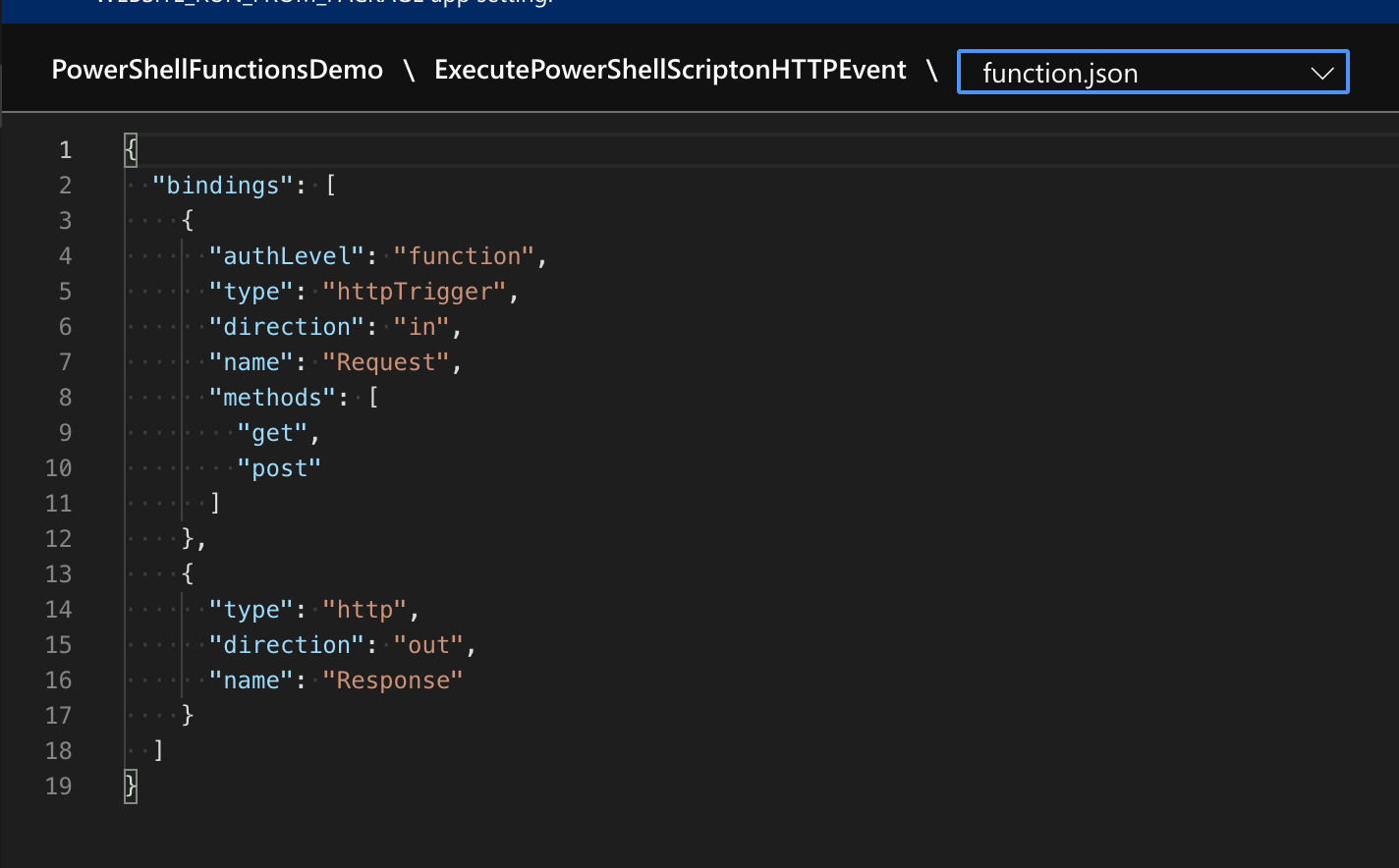 The function.json file