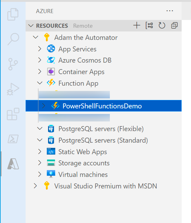 Azure Function in VS Code