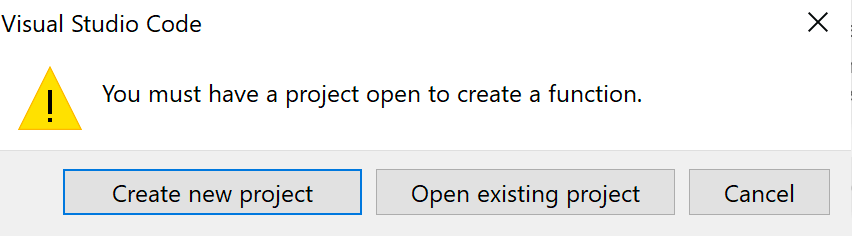 Creating a new VS Code Azure Function project