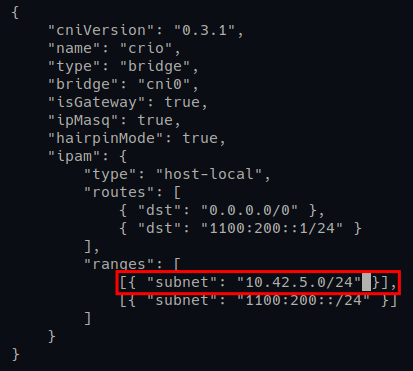 Configuring the CRI-O bridge network subnet