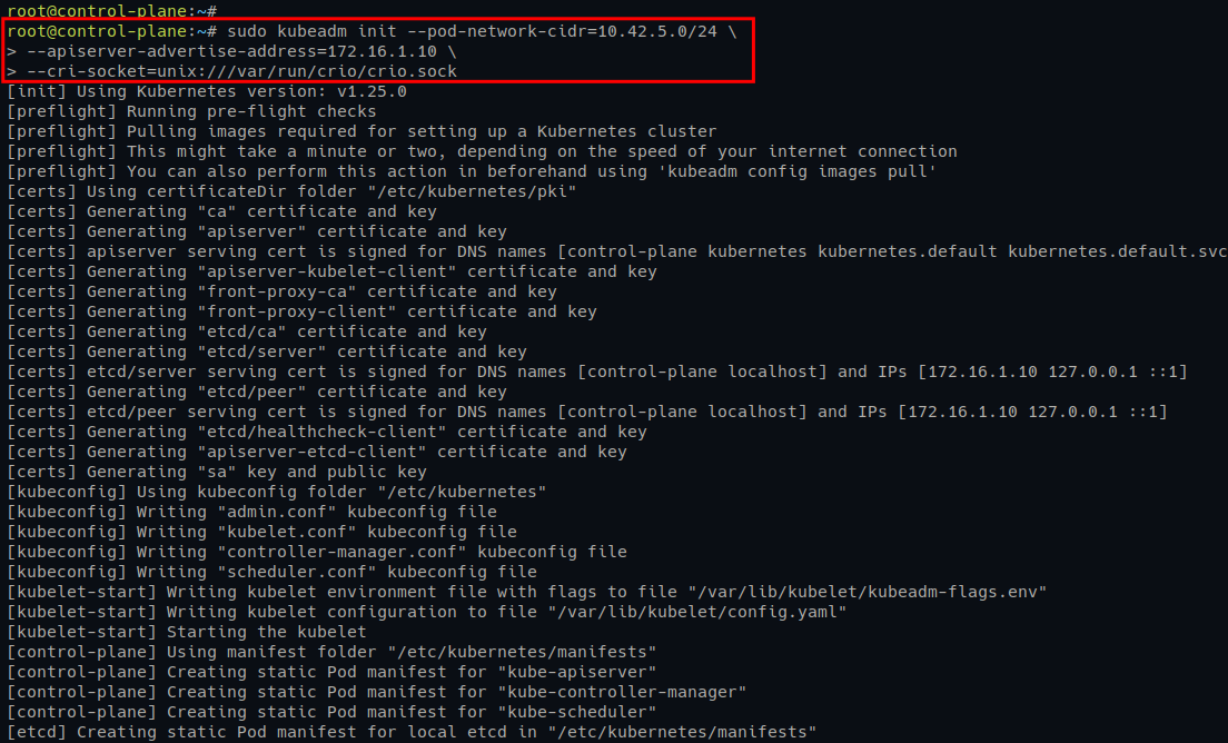 Initializing Kubernetes Control Plane