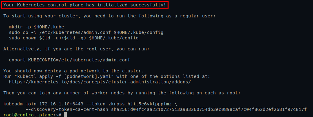 Kubernetes Control Plane is initialized