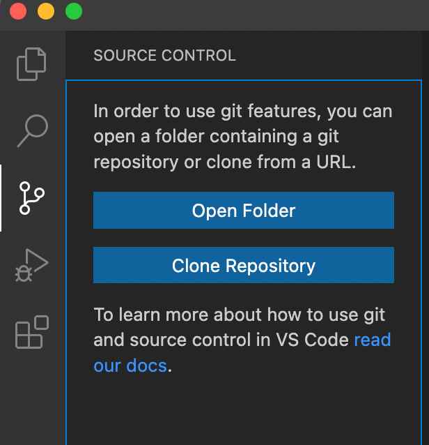 Viewing the Source Control section