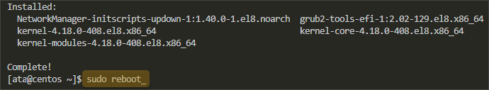 Reboot CentOS Stream after the update