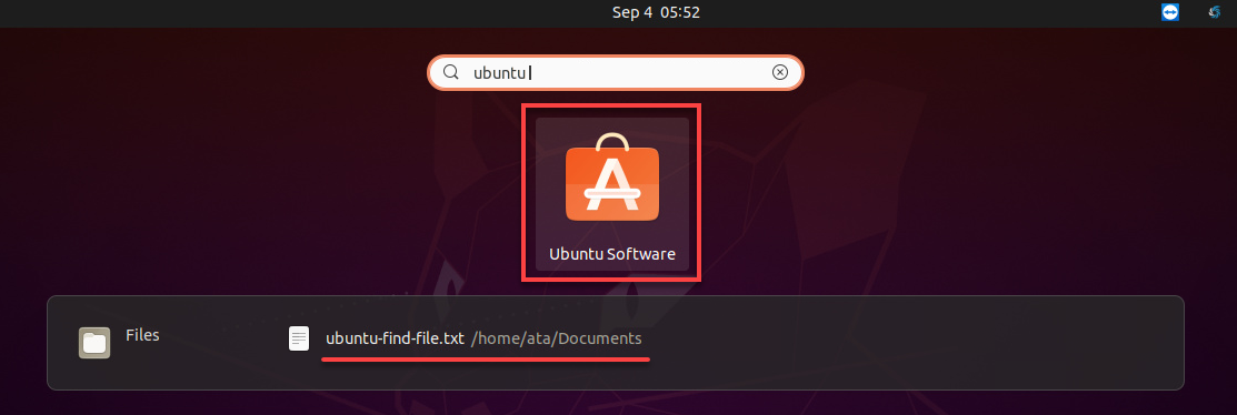 Finding files with the keyword “ubuntu”