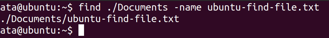 Finding all files named ubuntu-find-file.txt in the specific Documents directory