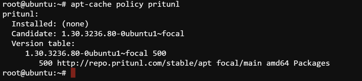 Checking the Pritunl repositories are correctly configured