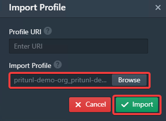 Importing the profile into the Pritunl client
