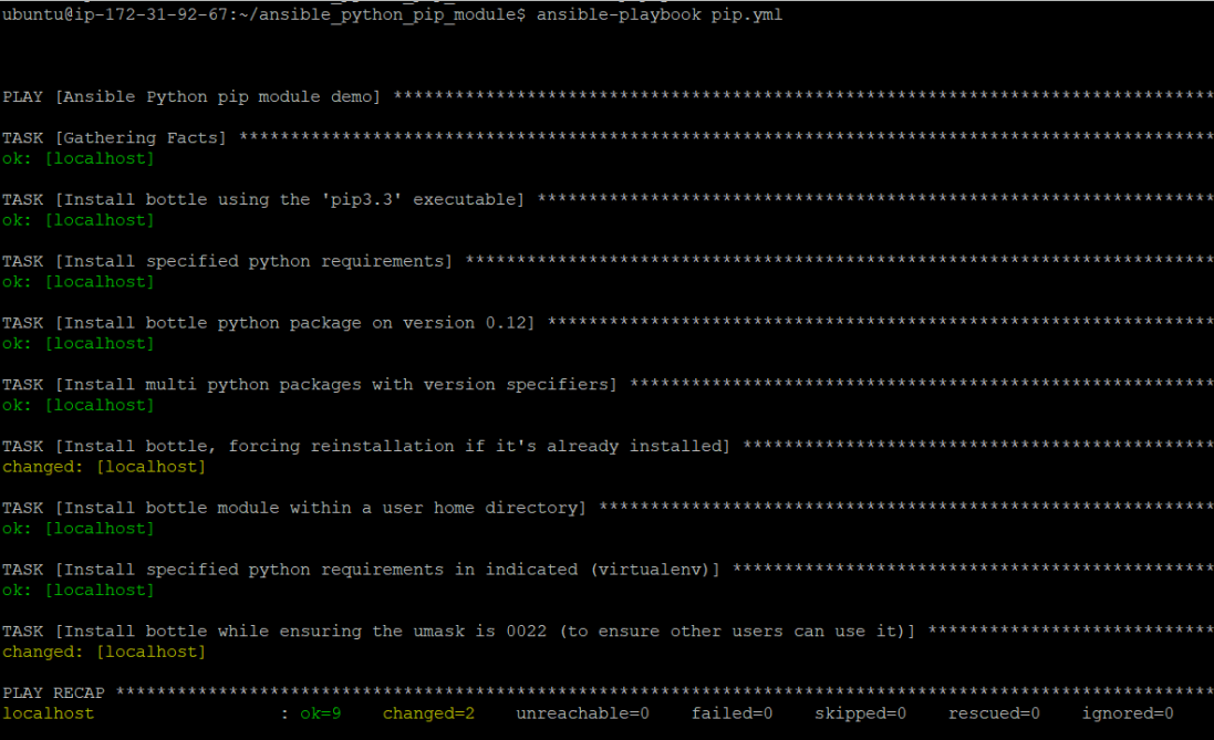 Executing the Ansible Playbook in Ubuntu Machine