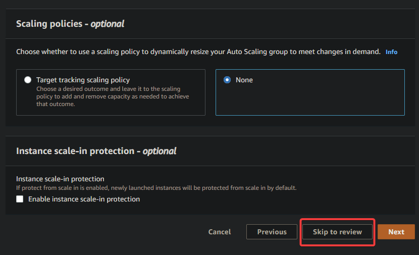 Keeping details settings for scaling policies and instance scale-in protection