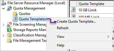 Creating a quota template