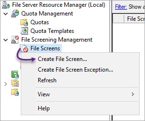 Creating a file screen