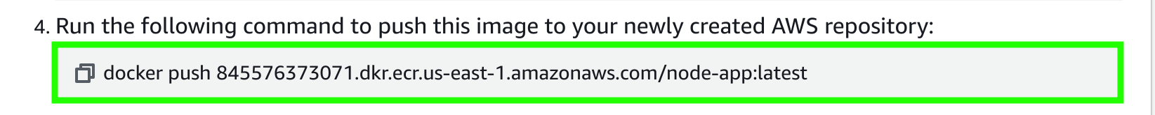 Copying push command on AWS ECR