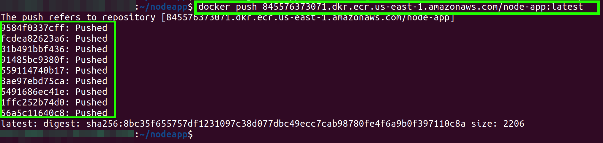Pushing Docker image to the repository on AWS ECR via the AWS CLI 