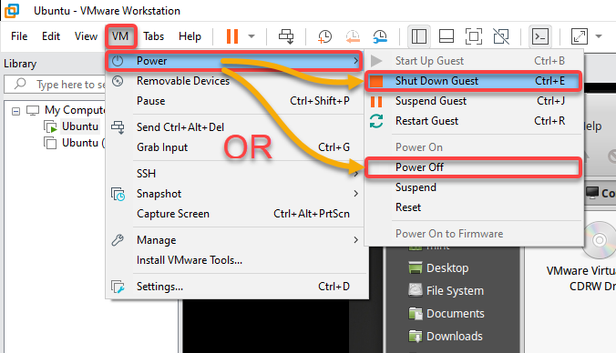 Shutting down the VM