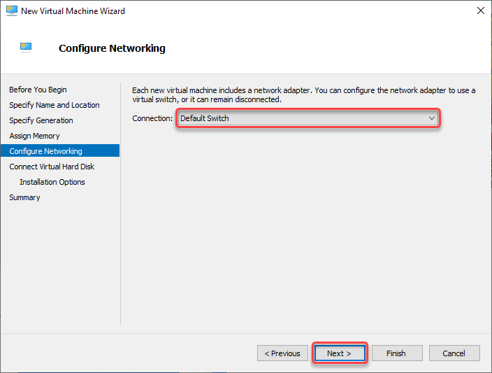 Configuring network settings of the new VM