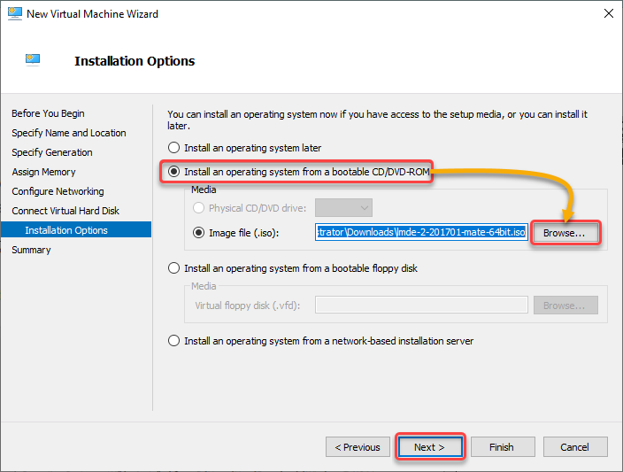 Installing Guest OS for the VM