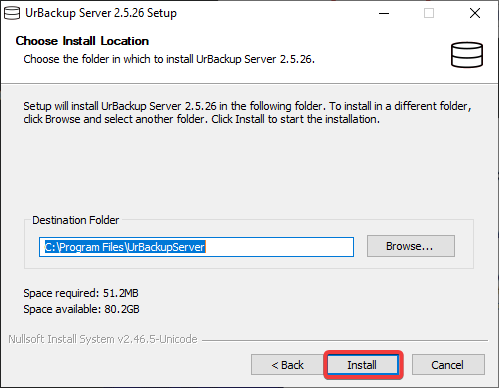 Selecting install location