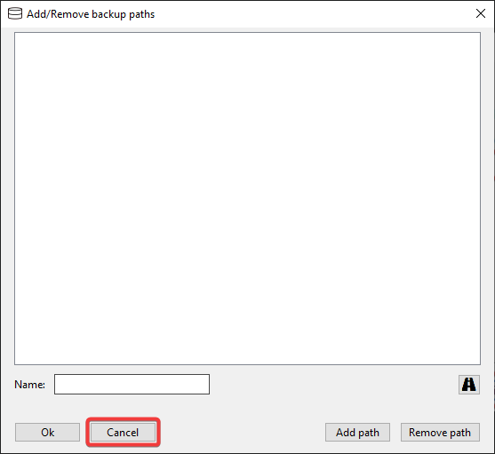 Click Cancel on the Add/Remove paths windows