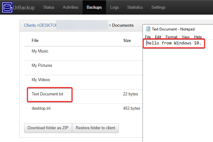 Verifying downloaded backup files