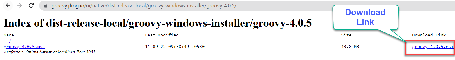 Downloading Groovy’s Windows installer