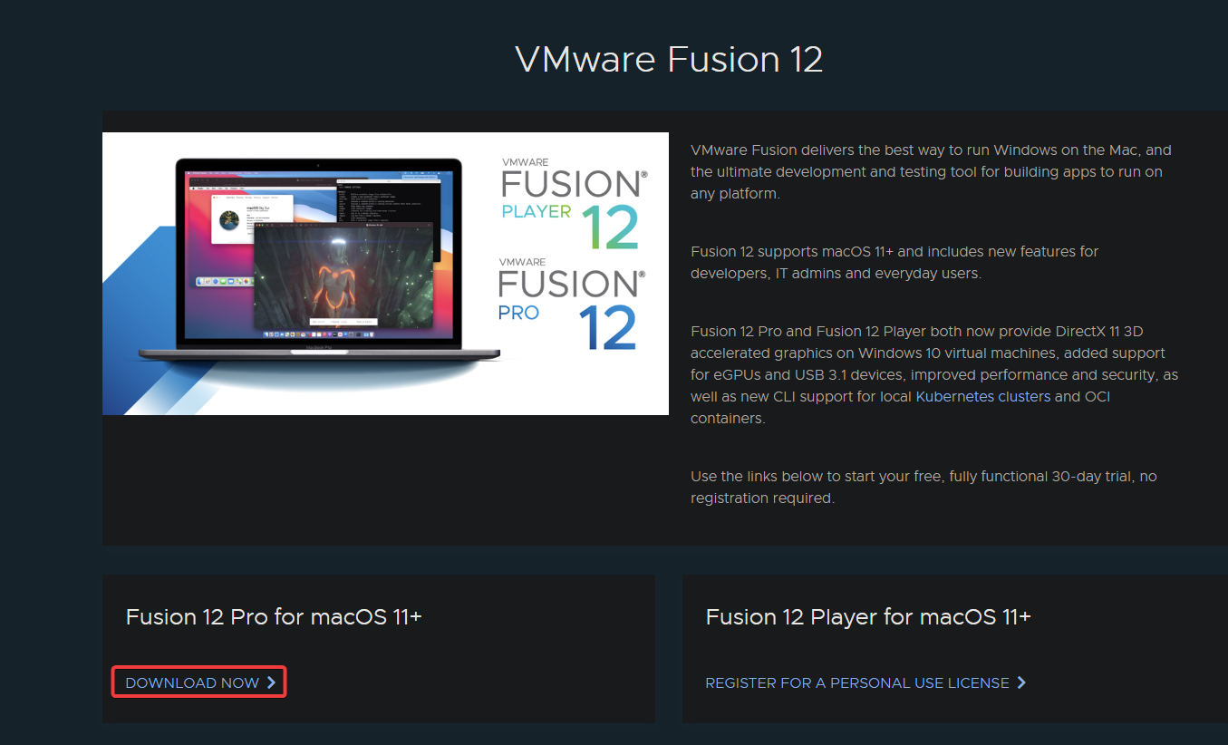 Downloading VMware Fusion