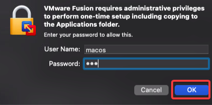 Authenticating VMware Fusion installation