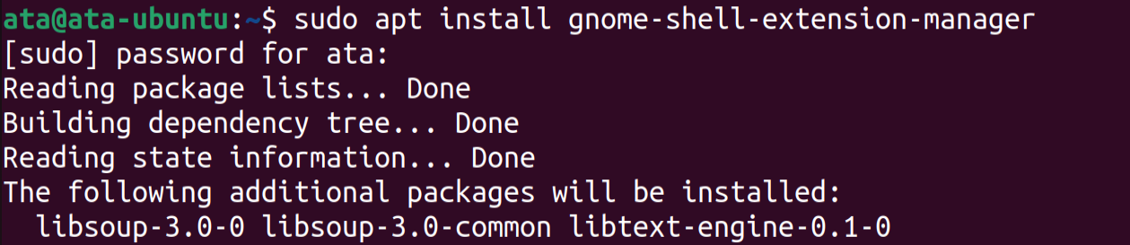 Installing the gnome-shell-extension-manager extension